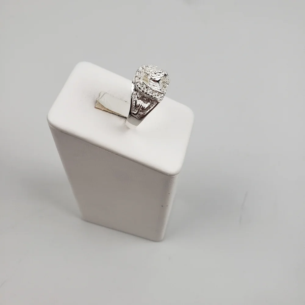 925 sterling silver men's horse with zircon ston Ring size 11.5‎ New - Picture 8 of 16